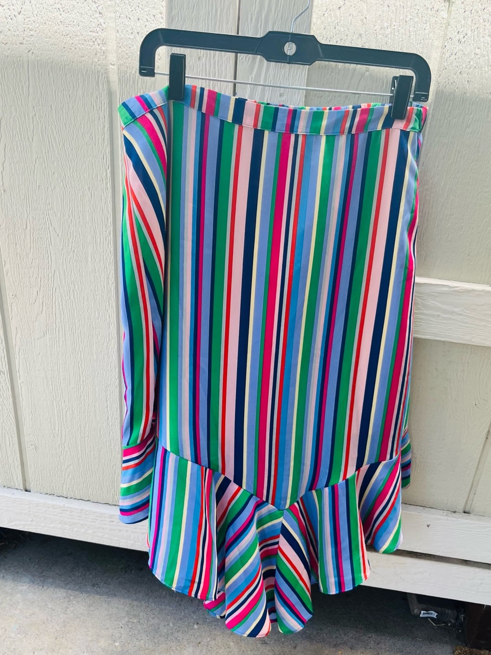 a.n.a Multicolor Striped Asymmetrical Ruffle Hem Skirt